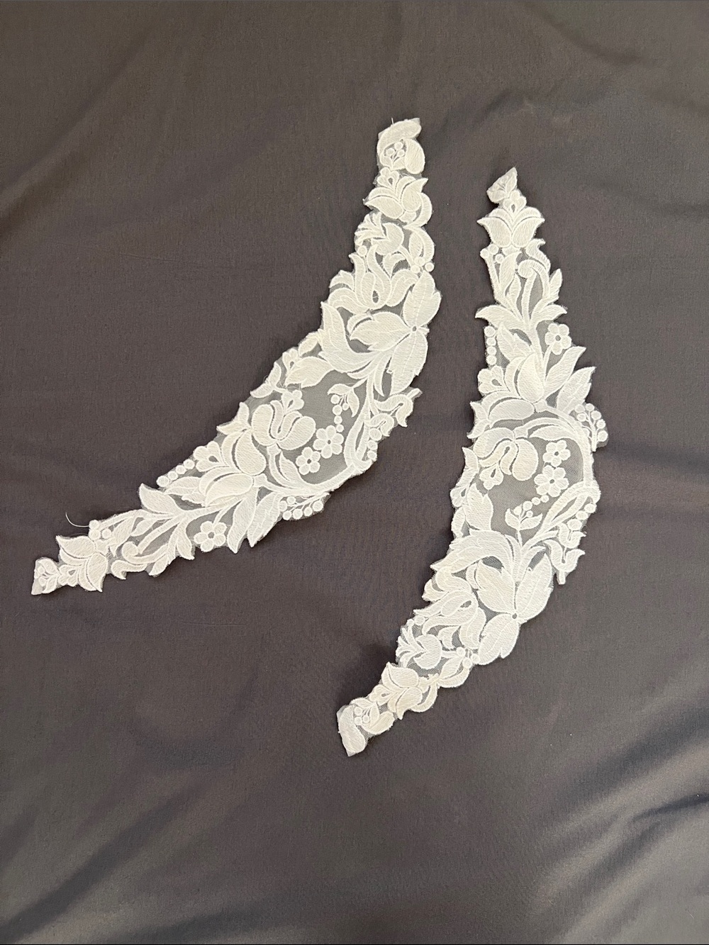 Mori Lee White Floral Lace Appliqué Pair